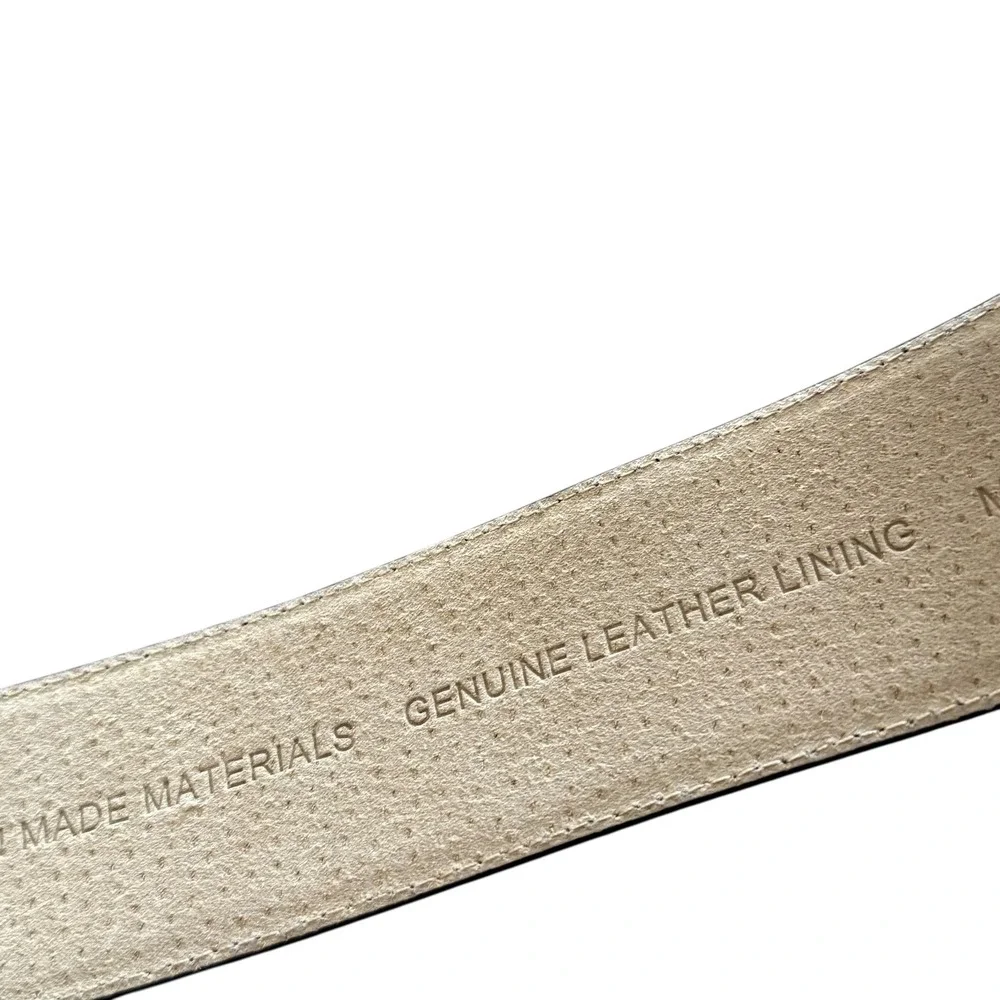 White House Black Market Genuine Leather Snake Embossed Navy Belt Silver‎ Buckle